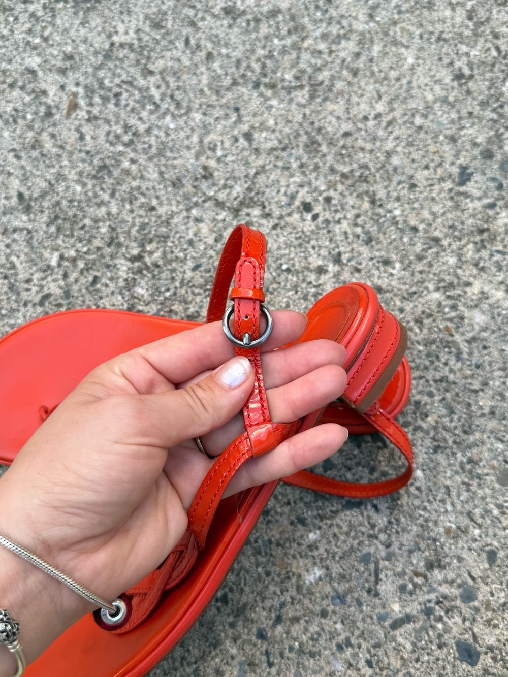 Cole Haan Bright Orange Braided Toe-Ring Sandals Size 9.5 - Picture 4 of 11